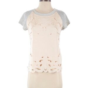 Anthropologie Saturday Sunday Cutout Overlay Short Sleeve sweatshirt tee Top XS